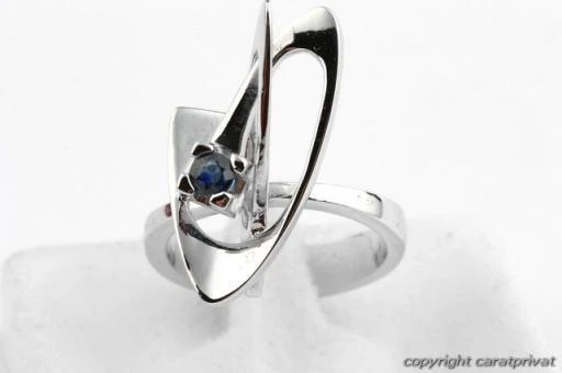 Saphirring Ring 750 18K Weiß Gold Safir Saphir Gr 55 Top! *