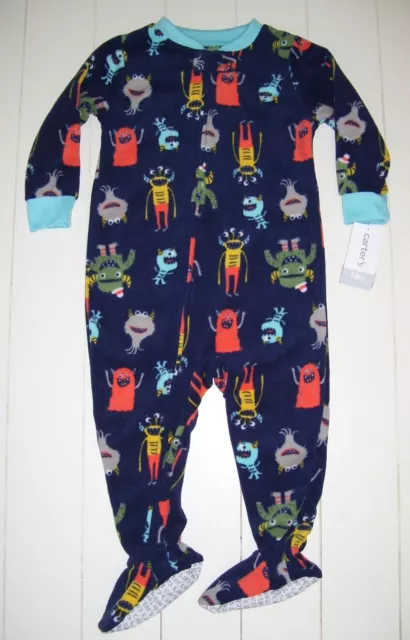 Boys Carter's Blue Happy Monsters Fleece Footed Blanket Sleeper Pajamas Sz 18M