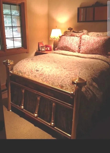 Antique Vintage Full Size Heavy Solid Brass Bed Headboard and Footboard & Frame!