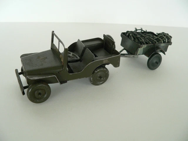 Ancienne Jeep Polichinelle Willys Bleue Avec Sirène - Jouet Enfant - Occasion