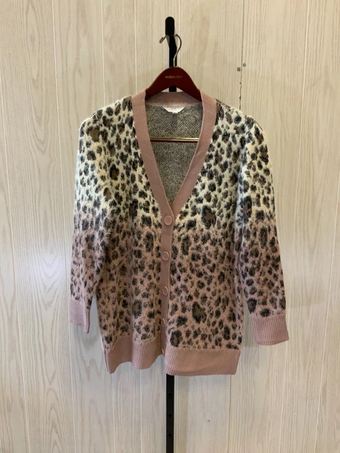 Time and Tru Patterned Cardigan, Women's Size L, Ombre Animal NEW MSRP $19.99