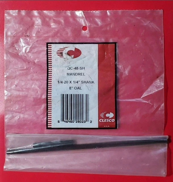 Clesco QC-48-SH Threaded Mandrel - 1/4-20 X 1/4" Shank - 8" OAL - QC48SH - NEW
