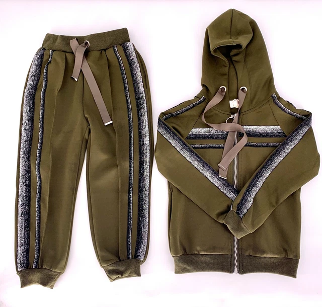 Kids Girls Hoddies Glitter Loungewear Tracksuit Joggers 2PCS Set UK