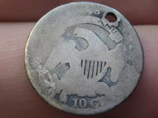 1832 Capped Bust Silver Dime 10 Cent Piece- Holed