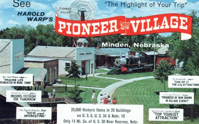 Harold Warp's Pioneer Village Minden Nebraska Vintage Chrome Post Card