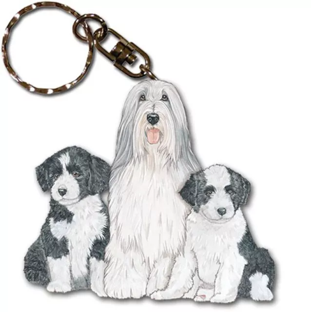 Bearded Collie Wooden Keychain