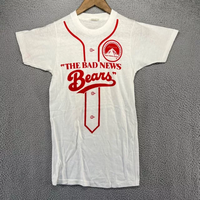 Vintage Bad News Bears Shirt Men's Small White Red Graphic Jersey Single Stitch