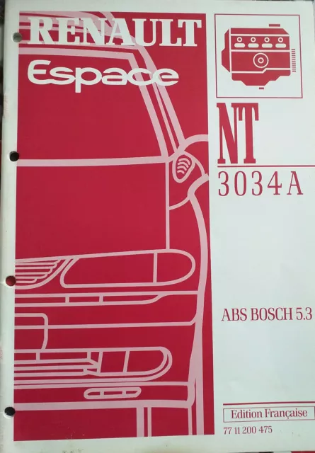 Manuel d'atelier Renault ESPACE III NT3034 ABS BOSCH 5.3  contrôle et diagnostic