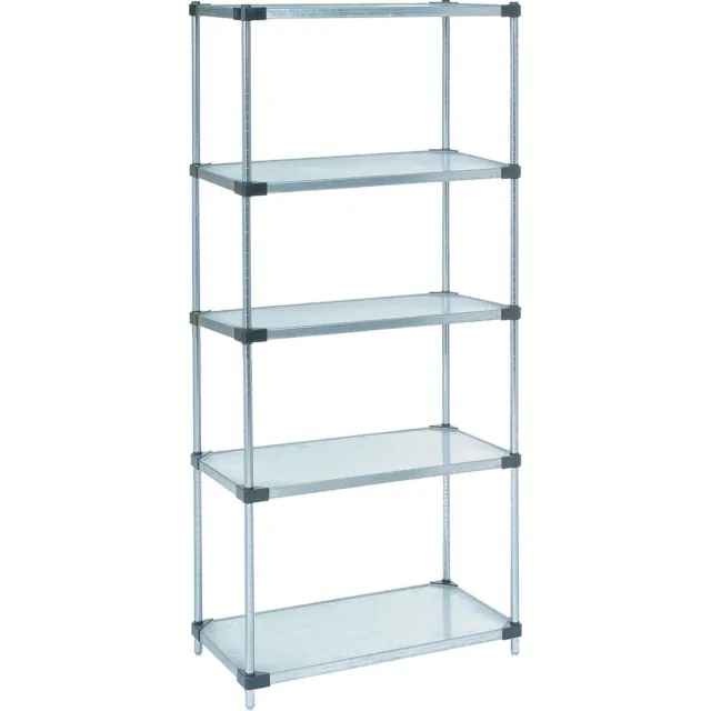 Nexel Galvanized Steel 5 Tier Solid Shelving Starter Unit 42"Wx18"Dx63"H