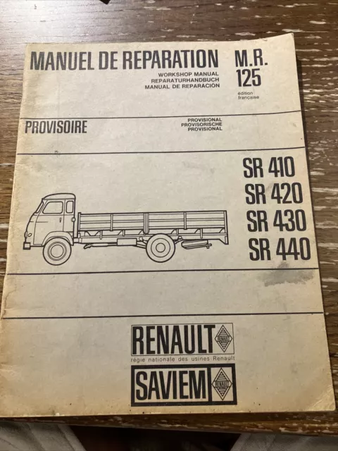 Ancien Manuel De Réparation Renault Saviem SR410 SR420 Camion Automobile MR 125