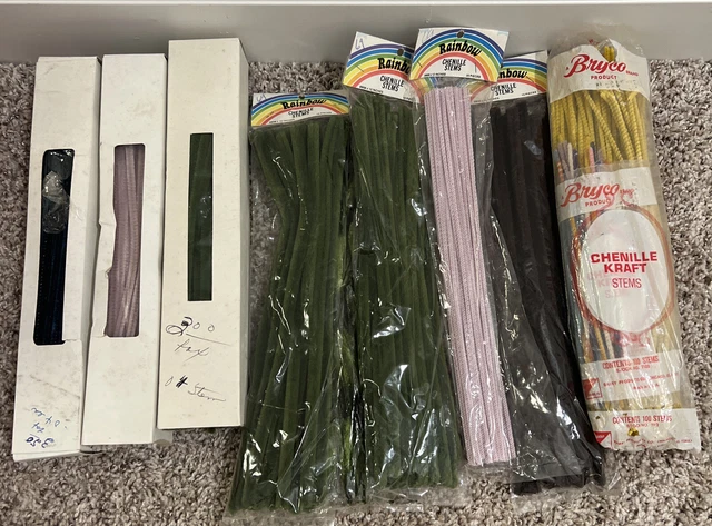 Lote De Colección De Tallos De Chenille Parachoques De Fibra Arco Iris Artesanal
