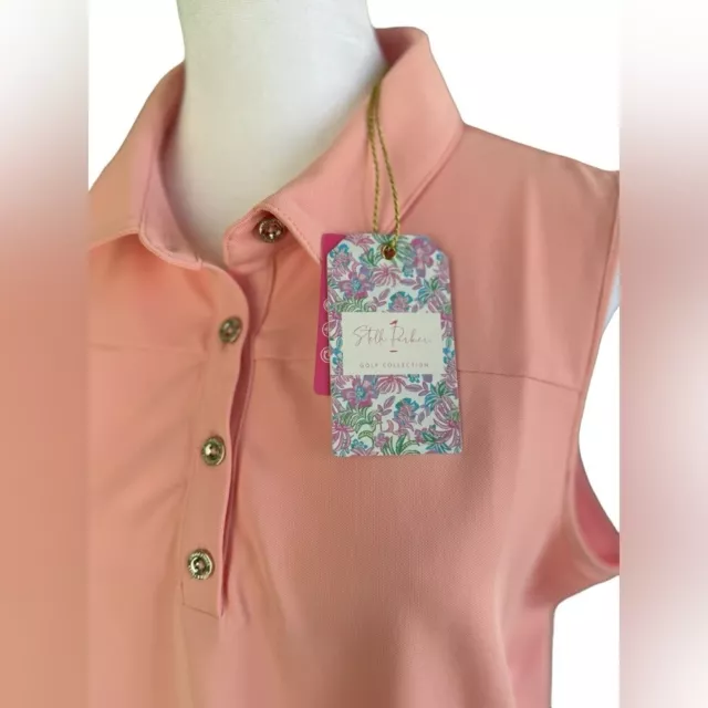 Stella Parker Peach Sleeveless Golf Shirt Size Large Spring Pastel New With Tags