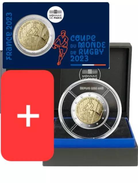 LOT 2 Coffrets 2 Euro Commémorative France 2023 Coupe du Monde de Rugby BE + BU