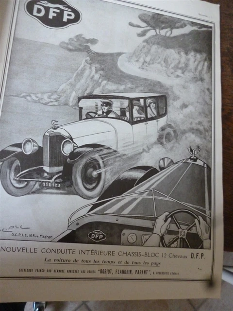 DFP voiture nouvelle conduite intérieure B publicité papier ILLUSTRATION 1923
