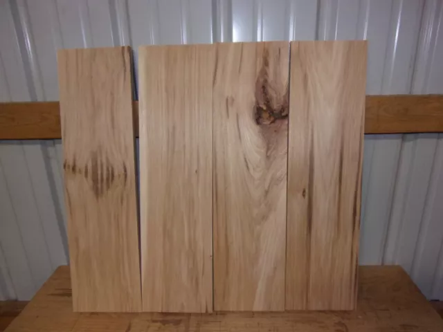 4 Pc Rustic Hickory Lumber Wood Kiln Dried Boards 24"X 6 1/2"X 13/16" Lot 975L