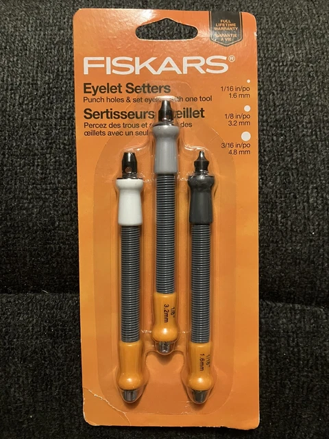 ¡NUEVO! "Juego de ojales FISKARS Juego de orificios perforadores Herramientas 1/16", 1/8"" y 3/16"
