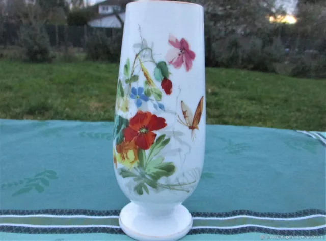 Vase ancien verre opalin Art Nouveau XIXe siècle Antique Art Nouveau opaline