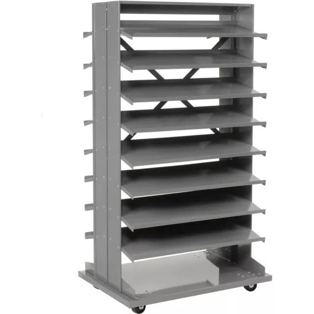 Mobile Double Sided Bin Rack Without Bins 36x26x65