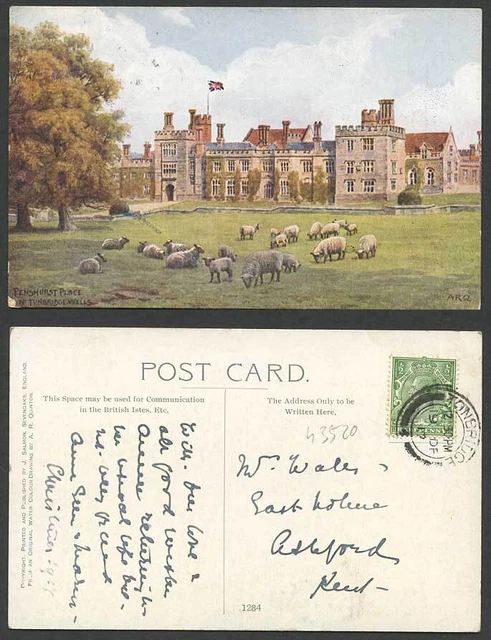 AR Quinton 1917 alte Postkarte Penshurst Platz nr. Tunbridge Wells Kent SHEEP 1284