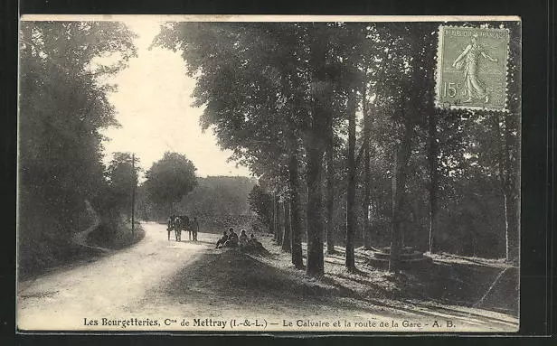 CPA Les Bourgettries, Le Calvaire et la Route de la Gare