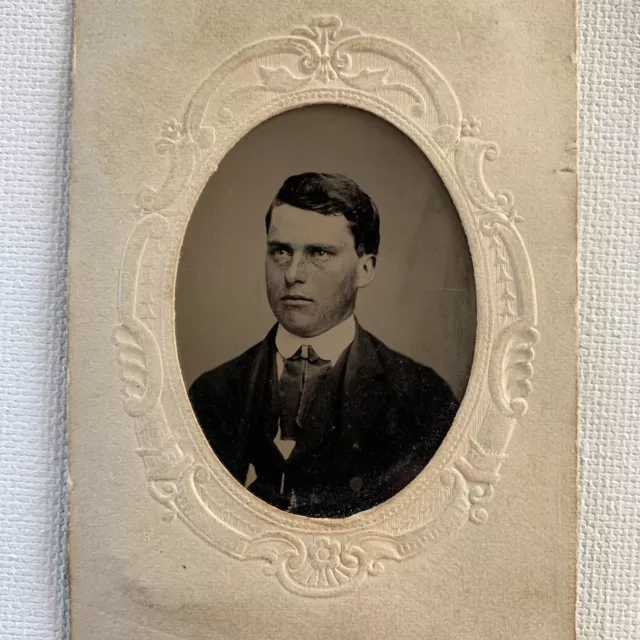 Antique Tintype Photograph Handsome Young Man Clean Shaven Gay Int