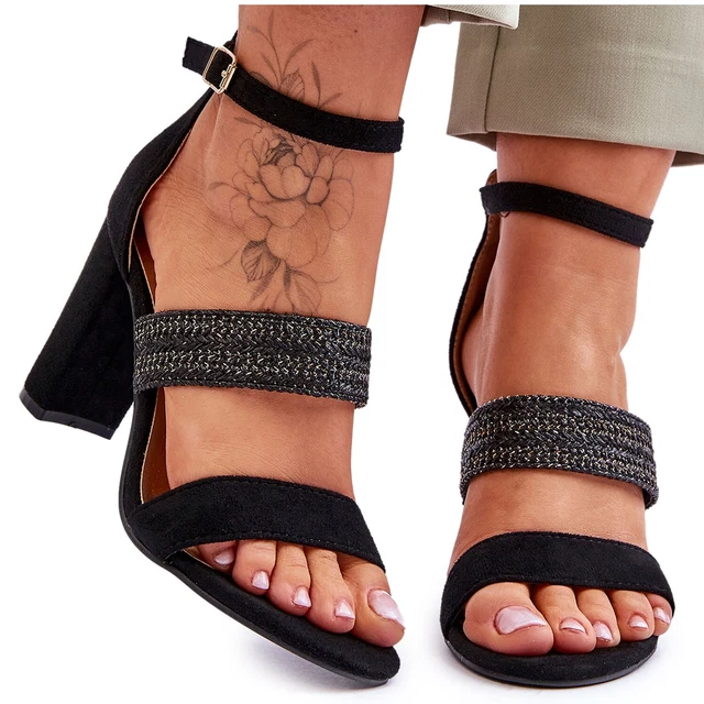 Sandales Escarpins Noir Plastique Tressé Talon Aiguille - Pointure 40 - Occasion