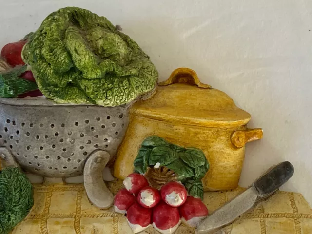 Vintage kitchen wall plaque with 3 knobs ORVAL Creations, hand made in France 3