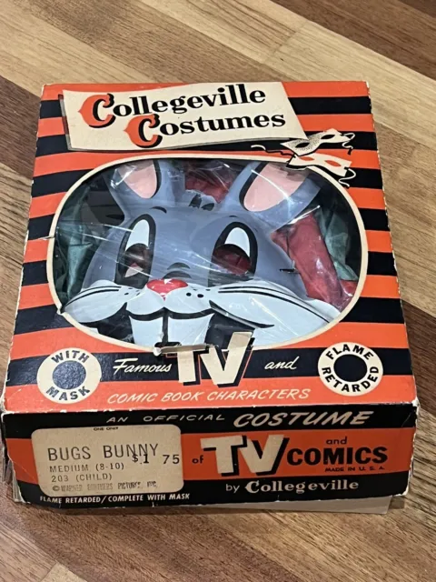 Collegeville Vintage Halloween Masquerade Costume Bugs Bunny 1940’s 1960’s Box