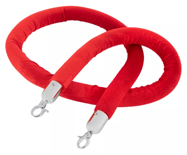 Poteaux de Guidage argent VEVOR Séparation Rétractable Barrière 4 Pcs avec  3 Cordes en Velours Rouge 1,5 m Connexion à Quatre Voies file d'attente