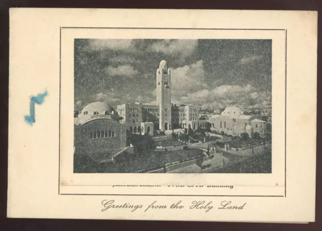 Antique greetings Christmas card flowers from the Holy Land Jerusalem YMCA