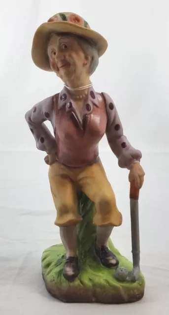 VINTAGE ~ Lefton 'Granny' Golfer Figurine - #XU302 - Made In JAPAN