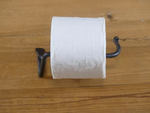 Hand Forged Toilet Paper Holder Wrought Iron Black Bathroom Wall Mount Simple