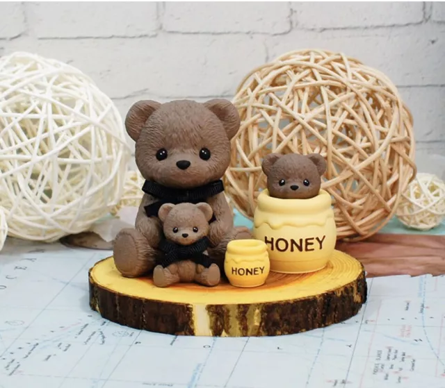 3D Cute Plush Bear Silicone Mold DIY Aromatherapy Candle Making Plaster Molds AU