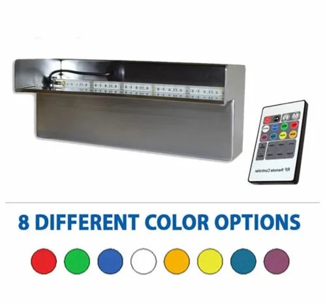 12" Color Changing Stainless Steel Lighted Fountain Spillway  SSNF12CC