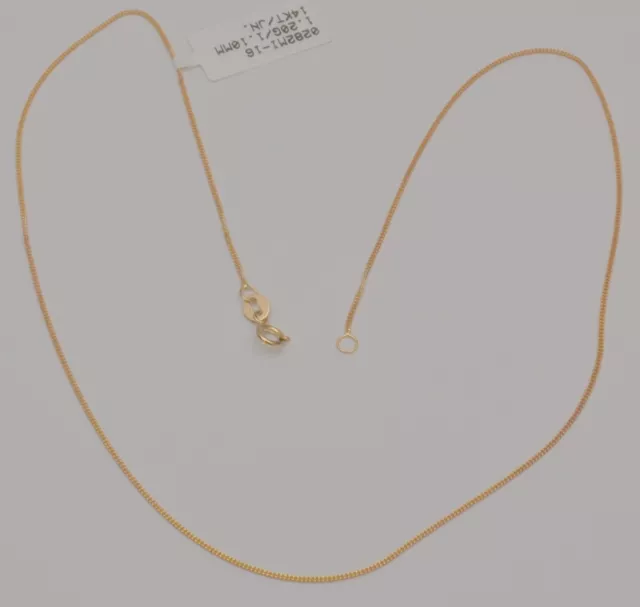 14K Solid Yellow Gold Thin Miami Cuban Chain Link Necklace 16 Inches 1.2 gr