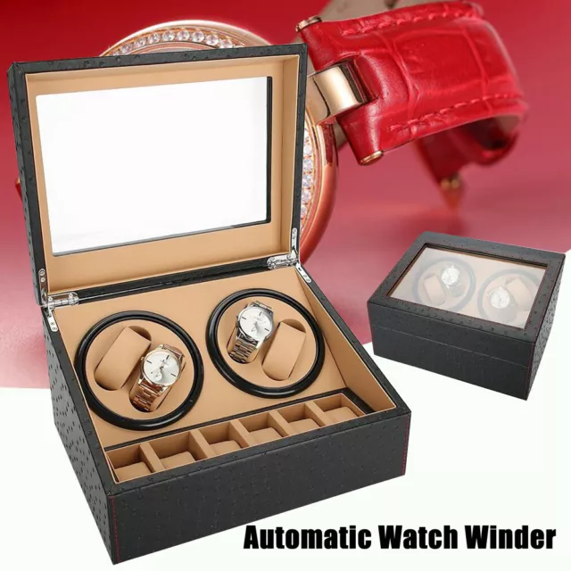 4+6 Uhren Automatisch Uhrenbeweger Watchwinder Box Uhrenbox Leder Uhrenkasten