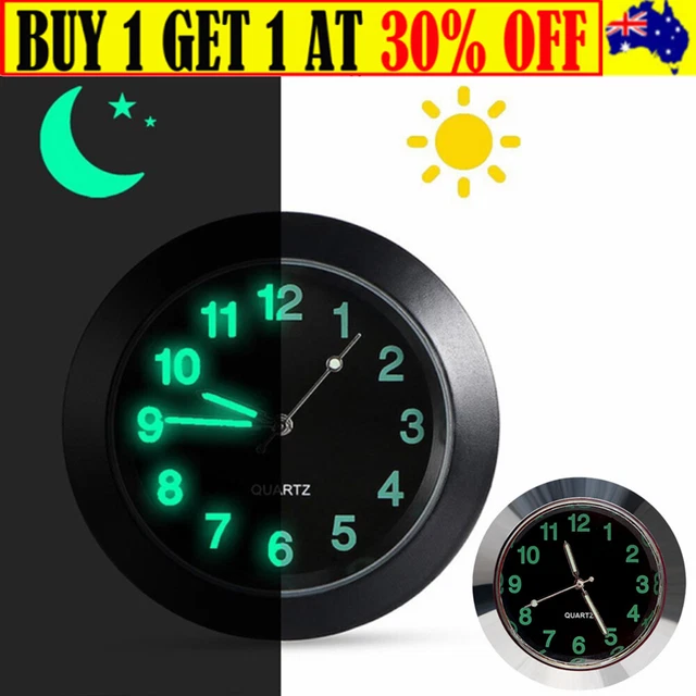 Mini Tiny Digital Quartz Analog Watch Luminous Stick-On Clock For Car Motorcycle