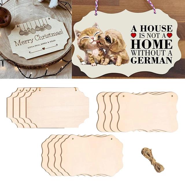 12pcs Signes Vierges Inachevés Bricolage Rectangle Avec Corde De Noël à