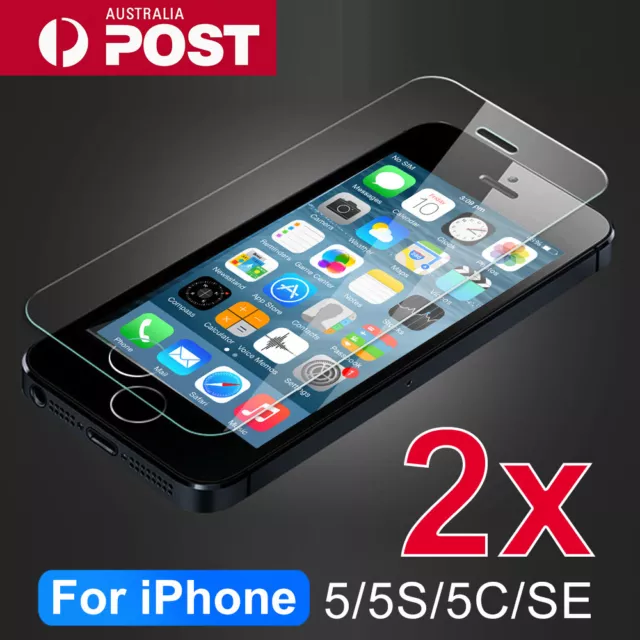 2x Scratch Resist Tempered Glass Screen Protector for Apple iPhone 5S 5C SE 1st