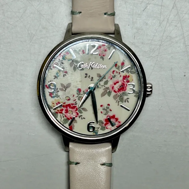 Cath Kidston Kingswood Rose Nude Leather Strap Watch Quartz WORKING 2