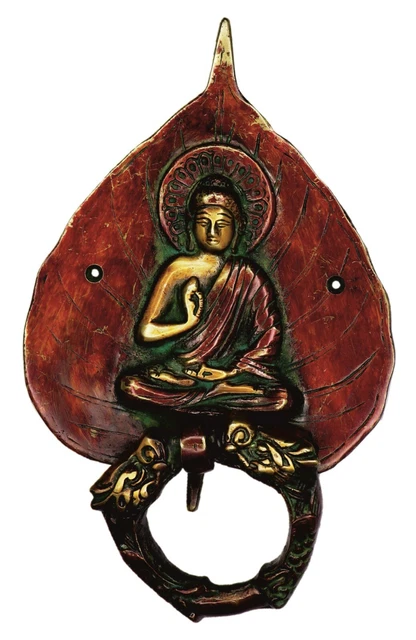 Buddha on Leaf Door Bell Antique Victorian Style Handcrafted Brass Door Knocker