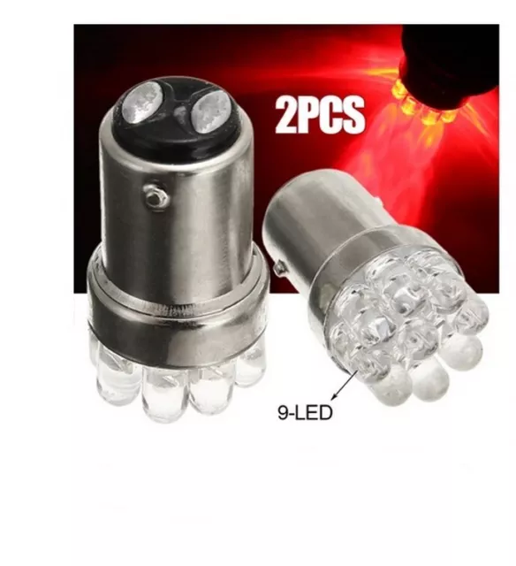 Ampoules LED P21/5W BAY15D Rouge Lampe 9 SMD Veilleuses pour Freins stop
