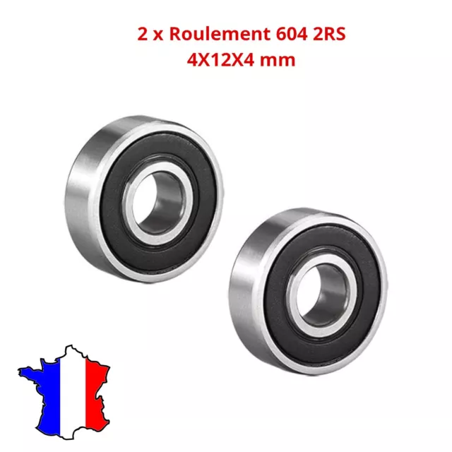 2 roulement à billes 604 2RS  4 x 12 x 4 mm  604RS  4*12*4  abec-3 double joint