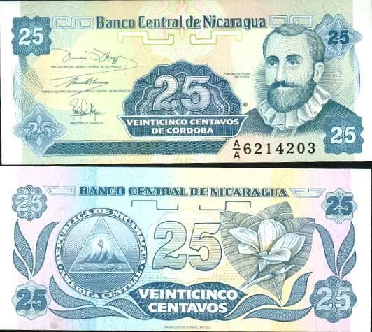 NICARAGUA billet neuf de 25 CENTAVOS Pick170  F.H.CORDOBA petit format 1991