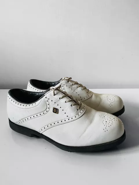 Footjoy Golf Aqualites Women’s White Leather Brogues Shoes Size UK 5.5 W Vintage