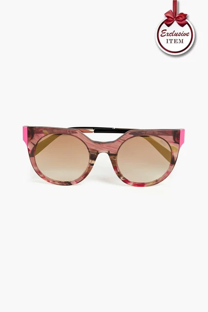 RRP €193 EMILIO PUCCI Occhiali da sole rotondi farfalla lenti sfumate logo inciso