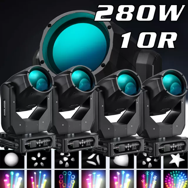 4X 10R 280W Beam Gobo Moving Head Lighting Stage Light For Disco（Bulb）with Case