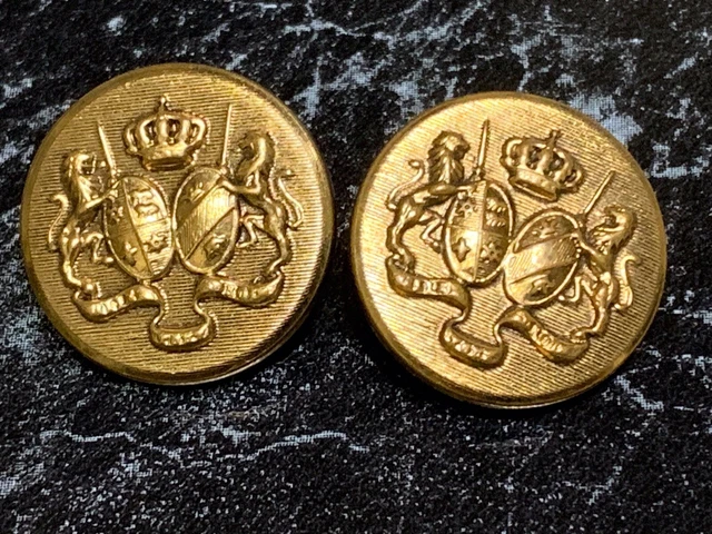 BOUTONS DE COLLECTION ANCIENS MÉTAL DORÉ 22mm ARMOIRIES