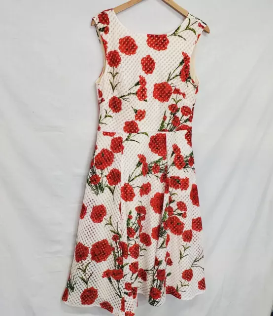 Betsey Johnson Dress Size 12 Sleeveless White Red Floral Print