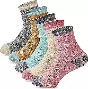 Wool Socks for Women, 5 Pairs Winter Warm Thick One Size 5 Pairs Mix Color F